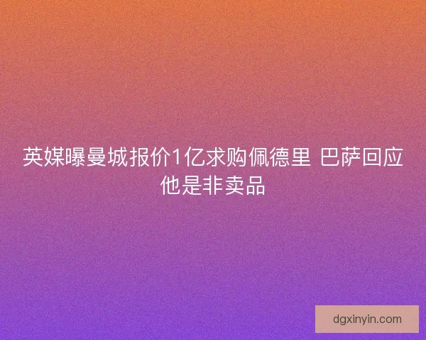 英媒曝曼城报价1亿求购佩德里 巴萨回应他是非卖品