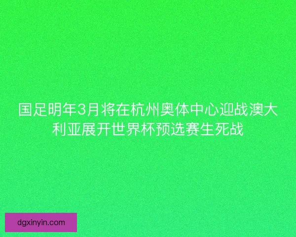 国足明年3月将在杭州奥体中心迎战澳大利亚展开世界杯预选赛生死战
